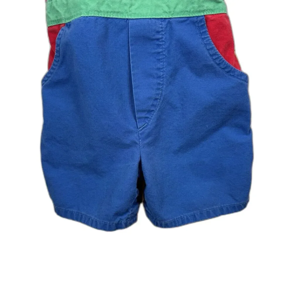 Osh Kosh B’Gosh Vintage Primary Colors Shortalls Size 3T Made In USA
